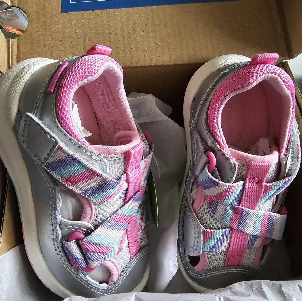 Silver Rainbow Kids Shoes Stride Rite Unisex-Child SRT Surf Sandal girl size 5 W - Picture 7 of 7